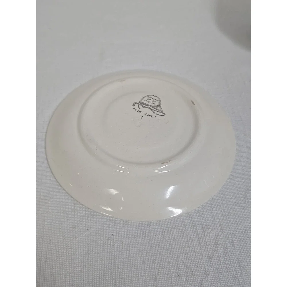 Copeland Spode England Herring Hunt Green #1 Footed Demitasse Cup‎ and #1 Saucer